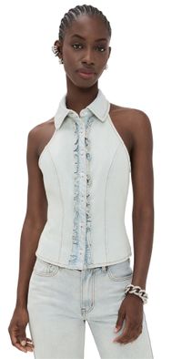 Lioness Afterglow Halter Top Light Denim L