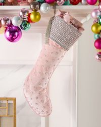 Pearly Pink Velvet Christmas Stocking
