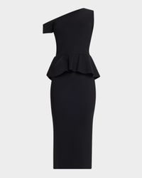 Bodycon One-Shoulder Peplum Midi Dress