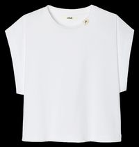Nitah - Tee-shirt uni droit avec étiquette marque - Taille L - Blanc