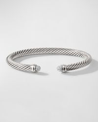 Cable Bracelet with Diamonds in Silver, 5mm