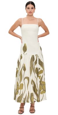 Andres Otalora Tarde De Petalos Dress Olive Maxi Tulips 2