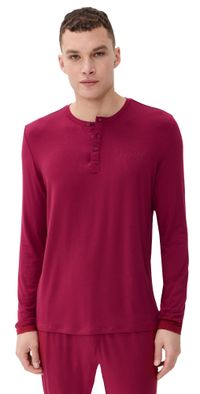 Calvin Klein Underwear Modal Long Sleeve Henley Tee Beet Red S