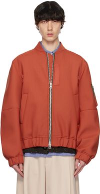 sacai Blouson aviateur rouge en tissu de costume