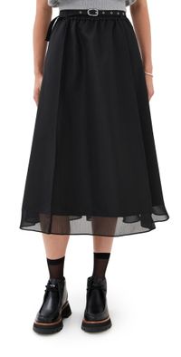 3.1 Phillip Lim Belted Midi Skirt with Chiffon Hem Black 10