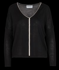 Berenice - Pull Col V à détails strass en laine - Taille L - Noir