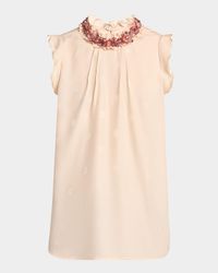 Sleeveless Embellished-Neck Blouse
