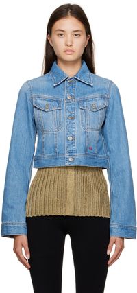 Victoria Beckham Blue Shrunken Denim Jacket