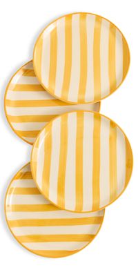 Zafferano Dinner Plates Set of 4 Yellow Stripe One Size