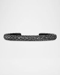Men's Sculpted Cable Cuff Bracelet in Black Titanium with Diamonds, 7mm