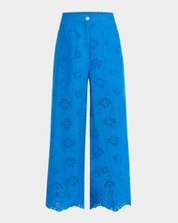 Delores Wide-Leg Eyelet Linen Pants