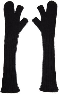 MM6 Maison Margiela Black Alpaca Wool Gloves