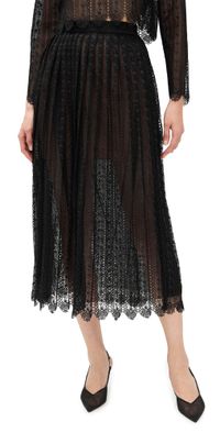 Self Portrait Black Organza Lace Midi Skirt Black 4