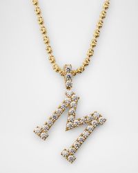 18K Yellow Gold Large Diamond M Necklace, 3.36tcw/18"