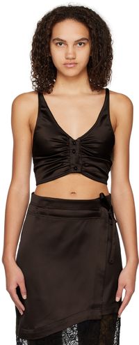 GANNI Camisole brune à bretelles entrecroisées