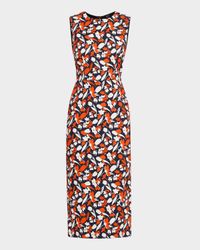 Sleeveless Floral-Print Bodycon Midi Dress