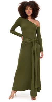Seven Wonders Bianca One Shoulder Maxi Dress Army Green L