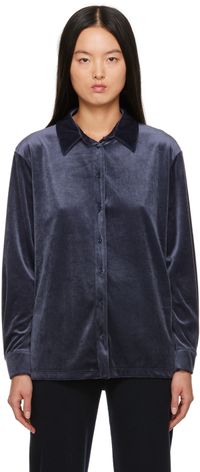 MM by Max Mara Navy Spread Collar Shirt