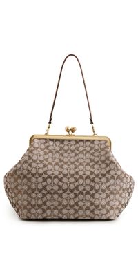 Coach Crystal Signature Jacquard Large Kisslock Bag B4/Burnished Amber One Size