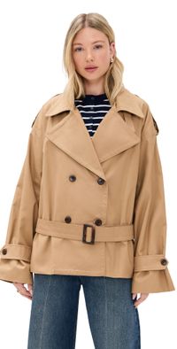 Pixie Market Tan Oversized Crop Trench Tan One Size