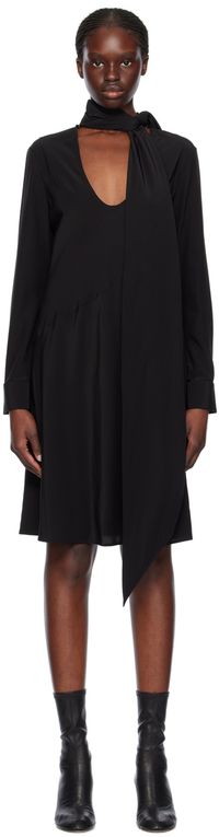 Helmut Lang Robe midi noire à foulard