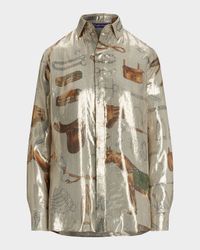 Evelina Equestrian Metallic Silk Shirt