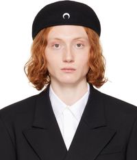 Marine Serre Béret noir en laine feutrée à logo