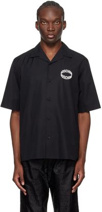 Moschino Chemise noire à logo modifié contrecollé