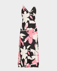 Niwashi Floral-Print Charmeuse Midi Dress