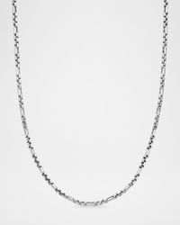 3mm Men's Open Station Box Chain Necklace in Silver
