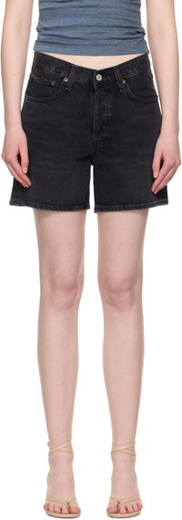 AGOLDE Black V-Waist Denim Shorts