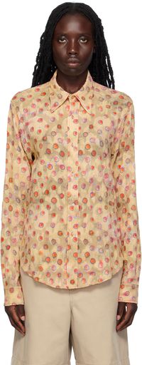 Acne Studios Chemise beige à motif fleuri
