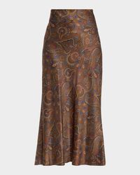 Clover Paisley Stretch-Silk Midi Skirt
