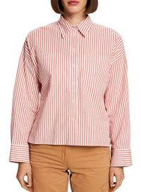 Esprit - Chemise ample col classique en coton mélangé à rayures - Taille L - Rouge