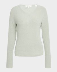 Metallic Ribbed V-Neck Sweater