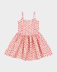Girl's Mousse Rose-Print Performance Dress, Size 18M-10