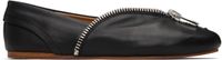 JW Anderson Black Biker Zip Leather Ballerina Flats