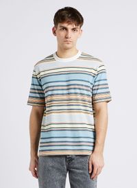 Paul Smith - Tee-shirt col rond ample en coton bio rayé - Taille XL - Orange