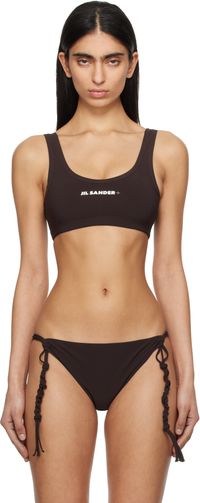 Jil Sander Brown Logo Bikini Top