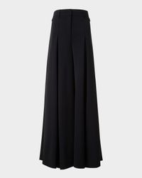 Fiorello Pleated Stretch Wool Twill Wide-Leg Pants