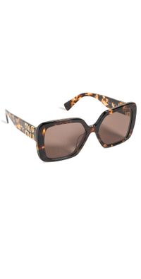 Miu Miu MU 10YS Square Sunglasses Honey Havana One Size