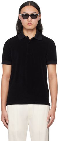 TOM FORD Polo noir en tissu éponge