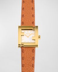 Square Face Leather Strap Watch