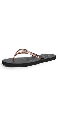 Loeffler Randall Taryn Crystal Jelly Flip Flops Brown/Black 6