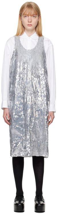 Black Comme des Garçons Robe midi argentée à paillettes