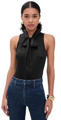 Fleur du Mal Silk Blouson Thong Bodysuit Black L