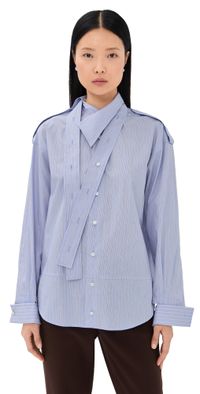 Meryll Rogge Deconstructed Shirt Pale Blue/Red L