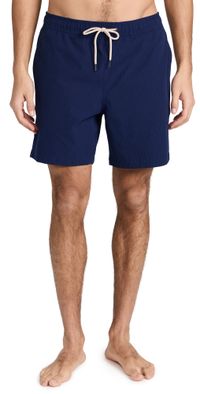 Fair Harbor The Bayberry Swim Trunks 7 Navy Seersucker XL