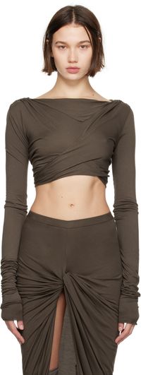 Rick Owens Lilies T-shirt à manches longues écourté Jade taupe - Porterville