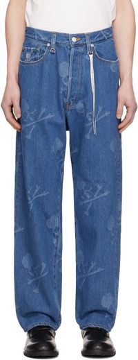MASTERMIND WORLD Blue Monogram Straight Denim Jeans